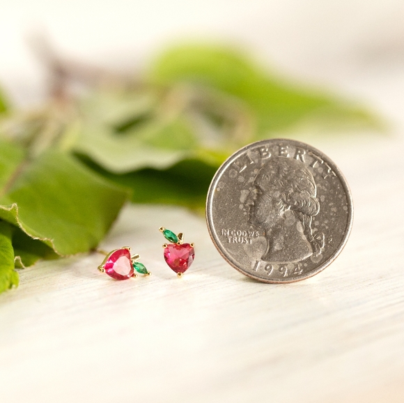 Dainty Apple Studs (S925) - Only 4 left! - Picture 7 of 10